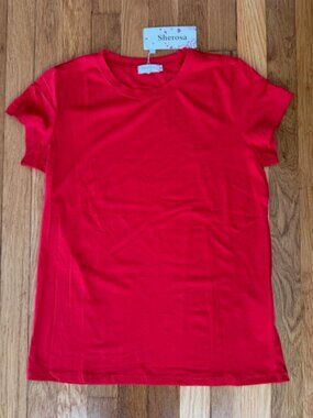 Sherosa Red Short Sleeve Tee Size M NWT Soft Stretch Basic
